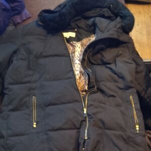 Calvin Klein Black Puffer Jacket with Gold Accents